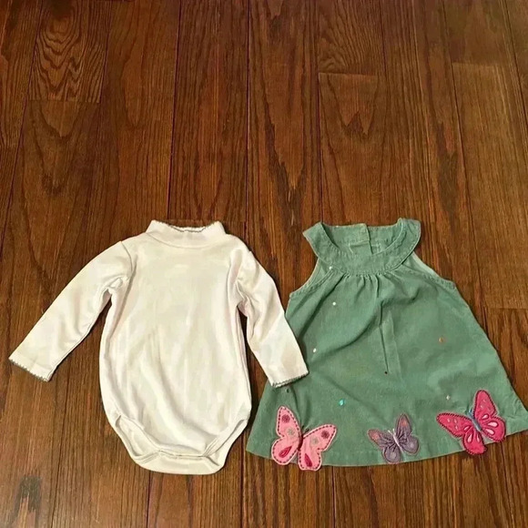 Bonnie Baby Green Jumper With White Onesie Size 12 M - Picture 2 of 11